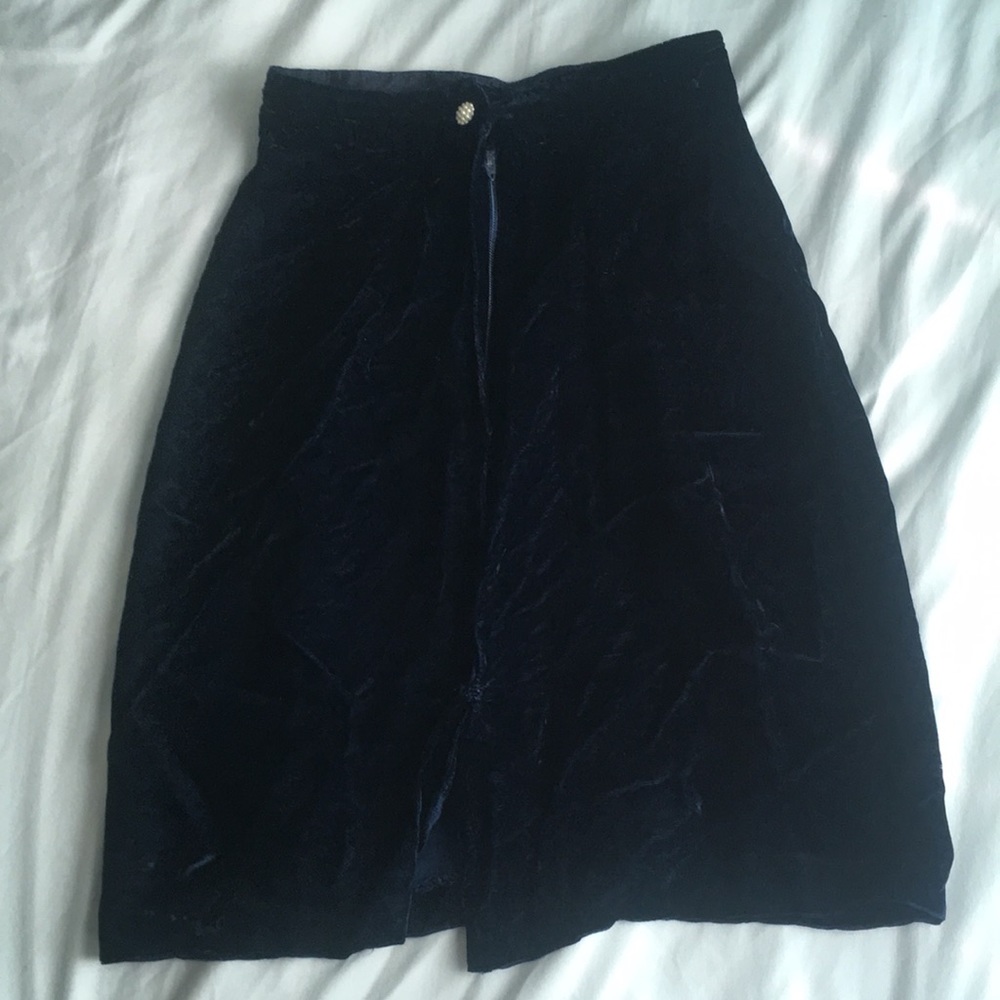 Vintage blue crushed velvet skirt
